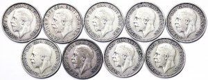 Grande-Bretagne, Royaume, George V (1910-1936), Lot 9 pcs.