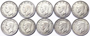 Großbritannien, Königreich, George VI (1936-1952), Lot 10 pcs.