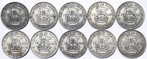Gran Bretagna, Regno, Giorgio VI (1936-1952), Lotto 10 pezzi.