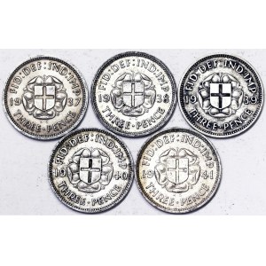 Großbritannien, Königreich, George VI (1936-1952), Lot 5 pcs.