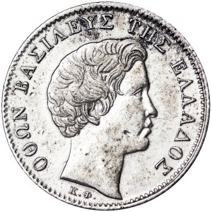 Grecia, Regno, Otone I (Ottone di Baviera 1832-1862), 1/2 dracma 1833