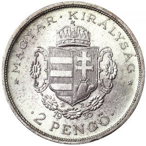 Hungary, Republic, Regency coinage (1926-1945), 2 Pengo 1935, Budapest