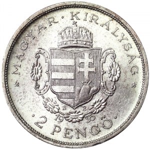 Hongrie, République, pièces de la Régence (1926-1945), 2 Pengo 1935, Budapest