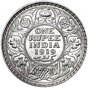 Indie, Britská Indie, George V (1910-1936), 1 rupie 1919
