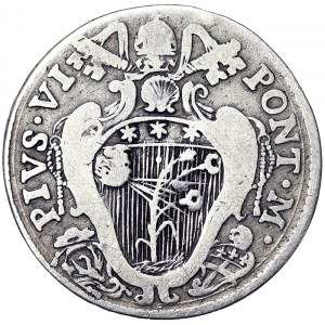 Talianske štáty, Bologna, Pio VI (1775-1799), Lira da 20 Bolognini 1778, Bologna
