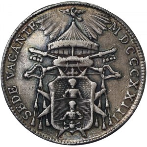 Państwa włoskie, Bolonia, wakat Patrz szambelan kardynał B.Pacca (1823), 1/2 Scudo 1823, Bolonia