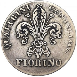 Talianske štáty, Florencia, Leopoldo II (1824-1859), Fiorino 1843, Florencia