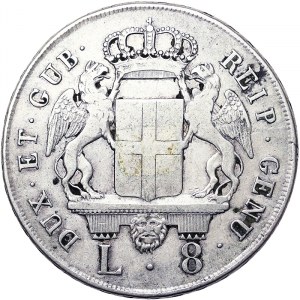 Państwa włoskie, Genua, Republika Dożów III fazy (1637-1797), 8 lirów 1796, Genua