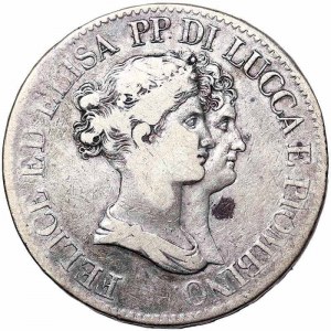 Italian States, Lucca and Piombino, Elisa Bonaparte and Felice Baciocchi (1805-1814), 5 Franchi 1808, Florence