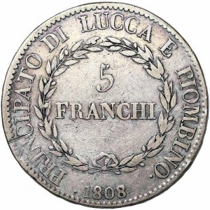 Italské státy, Lucca a Piombino, Elisa Bonaparte a Felice Baciocchi (1805-1814), 5 Franchi 1808, Florencie
