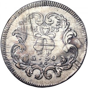 Italienische Staaten, Neapel, Carlo II (1665-1700), 50 Grana 1693, Neapel