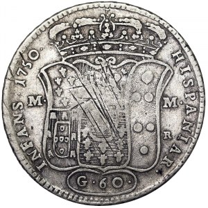 Stati Italiani, Napoli, Carlo III di Borbone (1734-1759), 1/2 Piastra da 60 Grana 1750, Napoli