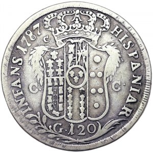 Talianske štáty, Neapol, Ferdinando IV. z Borbone 1. obdobie (1759-1799), Piastra da 120 Grana 1787, Neapol