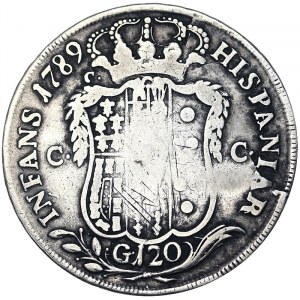 États italiens, Naples, Ferdinand IV de Borbone 1ère période (1759-1799), Piastra da 120 Grana 1789, Naples