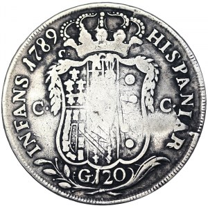 Talianske štáty, Neapol, Ferdinando IV. z Borbone 1. obdobie (1759-1799), Piastra da 120 Grana 1789, Neapol