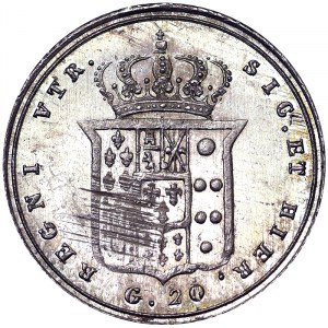 Italské státy, Neapol, Ferdinando II Borbone (1830-1859), 20 Grana 1855, Neapol