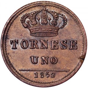 États italiens, Naples, Ferdinand II de Borbone (1830-1859), 1 Tornese 1852, Naples
