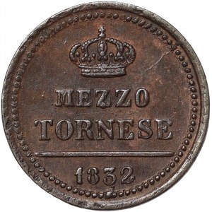 Talianske štáty, Neapol, Ferdinando II Borbone (1830-1859), 1/2 Tornese 1832, Neapol