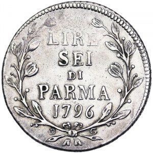 Italienische Staaten, Parma, Ferdinando von Borbone (1765-1802), 6 Lire 1796, Parma