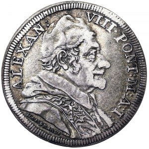 Italian States, Rome (Papal State), Alessandro VIII (1689-1691), Testone 1690, Rome