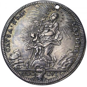 Italian States, Rome (Papal State), Clemente XI (1700-1721), Testone 1707, Rome