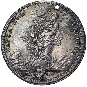 Italienische Staaten, Rom (Kirchenstaat), Clemente XI (1700-1721), Testone 1707, Rom