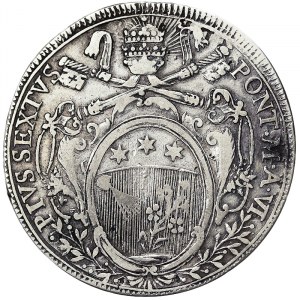 Państwa włoskie, Rzym (państwo papieskie), Pio VI (1775-1799), Scudo 1780, Rzym