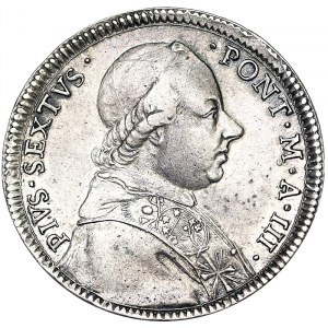 Italské státy, Řím (Papežský stát), Pio VI (1775-1799), 1/2 Scudo 1777, Řím