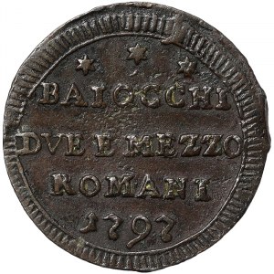 États italiens, Rome (État pontifical), Pie VI (1775-1799), Sampietrino da Due Baiocchi e Mezzo 1797, Rome