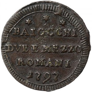 Italian States, Rome (Papal State), Pio VI (1775-1799), Sampietrino da Due Baiocchi e Mezzo 1797, Rome