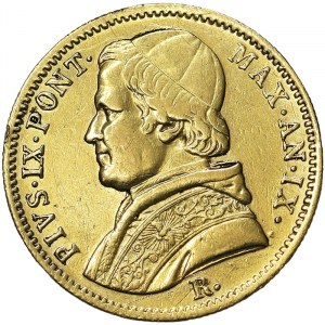 Talianske štáty, Rím (pápežský štát), Pio IX (1849-1866), 5 Scudi 1854, Rím