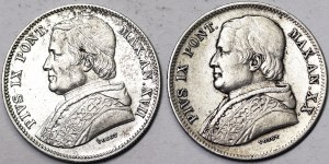 Stati italiani, Roma (Stato Pontificio), Pio IX (1849-1866), Lotto 2 pezzi.