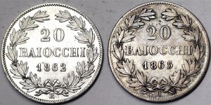Stati italiani, Roma (Stato Pontificio), Pio IX (1849-1866), Lotto 2 pezzi.