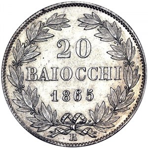 Italian States, Rome (Papal State), Pio IX (1849-1866), 20 Baiocchi 1865, Rome