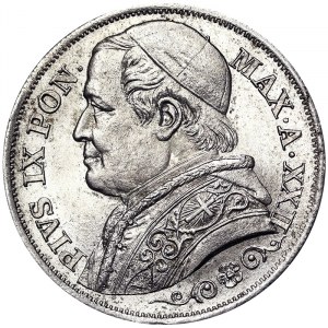 États italiens, Rome (État pontifical), Pie IX (1866-1870), 2 Lire 1867, Rome