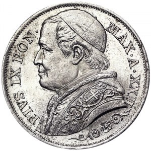 Italské státy, Řím (Papežský stát), Pio IX (1866-1870), 2 Lire 1867, Řím