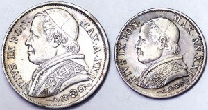 Stati italiani, Roma (Stato Pontificio), Pio IX (1866-1870), Lotto 2 pezzi.