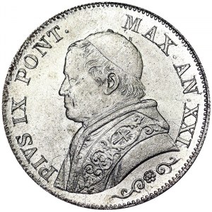 Państwa włoskie, Rzym (państwo papieskie), Pio IX (1866-1870), 1 lira 1866, Rzym
