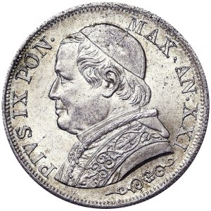 Italian States, Rome (Papal State), Pio IX (1866-1870), 1 Lira 1866, Rome