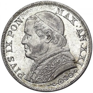 Italian States, Rome (Papal State), Pio IX (1866-1870), 1 Lira 1866, Rome