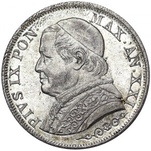 Italienische Staaten, Rom (Kirchenstaat), Pio IX (1866-1870), 1 Lira 1866, Rom