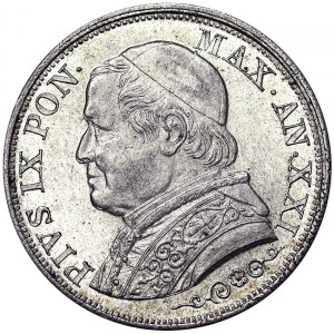 Italian States, Rome (Papal State), Pio IX (1866-1870), 1 Lira 1866, Rome