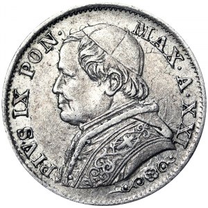 Italian States, Rome (Papal State), Pio IX (1866-1870), 5 Soldi 1866, Rome