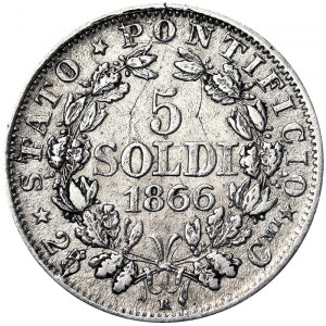 États italiens, Rome (État pontifical), Pie IX (1866-1870), 5 Soldi 1866, Rome