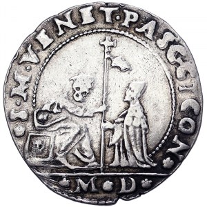 Italské státy, Benátky, Pasquale Cicogna (1585-1595), Lira da 20 Soldi con S.Giustina n.d., Benátky