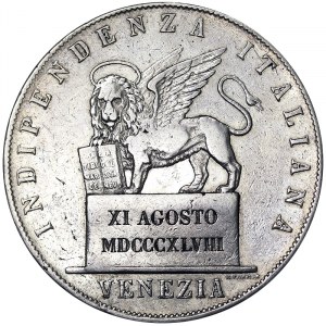 Talianske štáty, Benátky, Dočasná vláda Benátok (1848-1849), 5 Lire 1848, Benátky