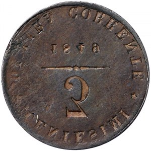 Talianske štáty, Benátky, Dočasná vláda Benátok (1848-1849), veľmi zriedkavý variant s jednou stranou, 3 Centesimi 1848