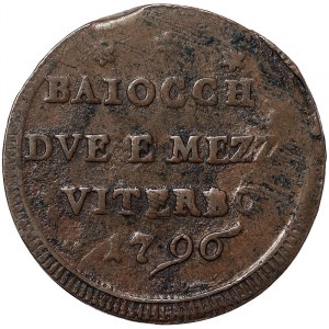 Italienische Staaten, Viterbo, Pio VI (1775-1799), Sampietrino da Due Baiocchi e Mezzo 1796, Viterbo