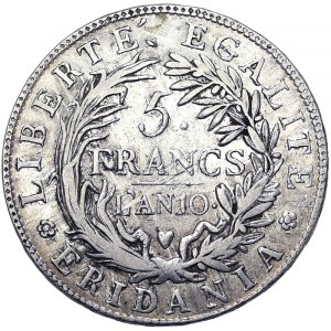 Italien, Subalpine Republik (1800-1802), 5 Franchi 1802, Turin