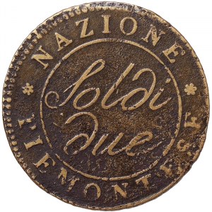 Italie, République subalpine (1800-1802), 2 Soldi 1801, Turin